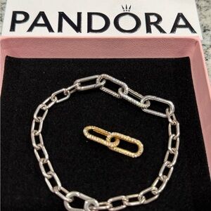 Pandora ME small-link chain bracelet with two pave styling links